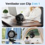 HiLUNDA Ventilador de Mesa Portatil USB Recargable - 4000mAh Ventiladores Pequeño con Clip/Gancho,5 Velocidades,360°