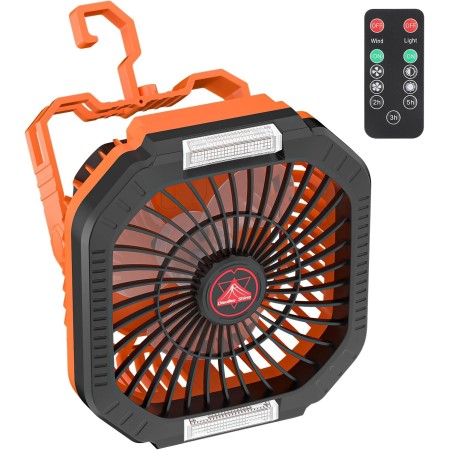 Diealles Shine Ventilador Camping, 15000mAh Ventilador Recargable, Ventiladores de Camping con Linterna LED, Ventiladores de
