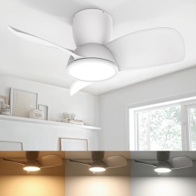 Ateroll Ventilador de Techo con Luz, Ø76CM, LED Regulable 3CCT (3000K-4000K-5000K), 1500LM Ventilador de Techo con Mando a
