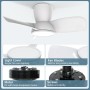 Ateroll Ventilador de Techo con Luz, Ø76CM, LED Regulable 3CCT (3000K-4000K-5000K), 1500LM Ventilador de Techo con Mando a