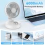 ITJMRJP Ventilador de Mesa Silencioso Ventilador Pequeño Portatil Mini USB 6000mAh Bateria Recargable 6 Velocidades Pantalla LED