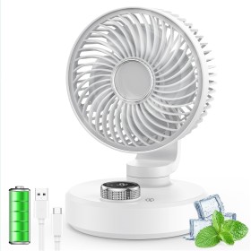 ITJMRJP Ventilador de Mesa Silencioso Ventilador Pequeño Portatil Mini USB 6000mAh Bateria Recargable 6 Velocidades Pantalla LED