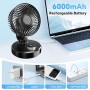 ITJMRJP Ventilador de Mesa Silencioso Ventilador Pequeño Portatil Mini USB 6000mAh Bateria Recargable 6 Velocidades Pantalla LED