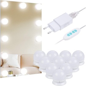 Anpro Luces LED Kit con 10 Bombillas regulables,3 Modos Ajustable de Color,Luz Espejo Maquillaje,Tocador, Baño,Regalo para