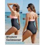 Tuopuda Bañadores Mujer Cuello en V Sexy Push Up Traje de baño de Una Pieza Fruncido Reductores Barriga Traje de Baño con