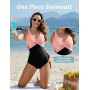 Tuopuda Bañadores Mujer Cuello en V Sexy Push Up Traje de baño de Una Pieza Fruncido Reductores Barriga Traje de Baño con