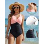 Tuopuda Bañadores Mujer Cuello en V Sexy Push Up Traje de baño de Una Pieza Fruncido Reductores Barriga Traje de Baño con