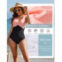 Tuopuda Bañadores Mujer Cuello en V Sexy Push Up Traje de baño de Una Pieza Fruncido Reductores Barriga Traje de Baño con
