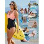 Tuopuda Bañadores Mujer Cuello en V Sexy Push Up Traje de baño de Una Pieza Fruncido Reductores Barriga Traje de Baño con