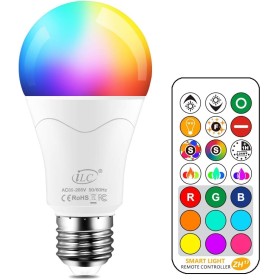 iLC Bombilla LED Colores RGBW 85W Equivalente, Regulable Cambio de Color Edison 12W E27 - Control remoto Incluido