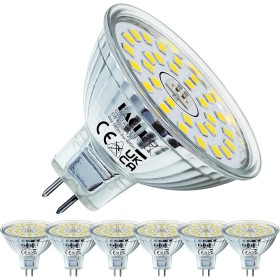 EACLL Bombillas LED GU5.3 Blanco Frío, 6W Equivalente 50W MR16 Halógena, Pack de 6, Focos Sin Parpadeo AC/DC 12V, 6000K 485