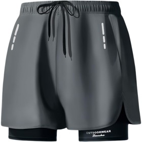 Smatstyle Maillot de Bain Homme Short de Bain Sport Séchage Rapide 2 en 1 Compression Short de Surf Short de Plage Respirant