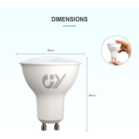 GY 4.9W Bombilla GU10 LED 3000K Blanco Cálido 780LM (Equivalente a 80W), No Regulable, 110 Grados Ángulo de haz - Bombilla Bajo