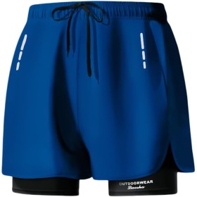 Smatstyle Maillot de Bain Homme Short de Bain Sport Séchage Rapide 2 en 1 Compression Short de Surf Short de Plage Respirant