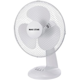Max Star - Ventilador de Sobremesa 12" MS-2412 Potente 40W Silencioso, Rejilla Protectora, 3 Velocidades, Anti-Vuelco, Portátil,