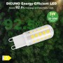 DiCUNO Bombilla LED G9 3W, Blanco Cálido 2700K, equivalente a Halógeno de 30-40W, 410lm, IRC 85, AC230V, No Regulable, Sin
