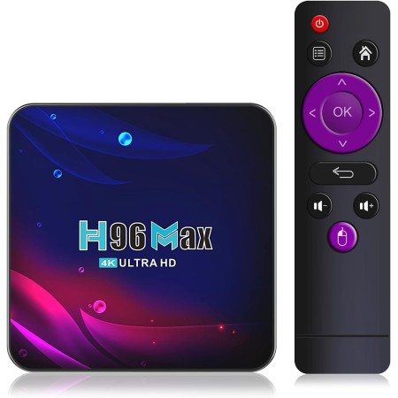 H96 Android 11.0 TV Box, 4GB RAM 64GB ROM Quad-Core 64bit, Soporte 2.4G/5G WiFi Ultra HD 4K H.265/H.264 USB3.0/USB2.0/Bluetooth
