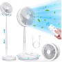 Ventilador de pie portátil con control remoto, ventiladores de pedestal plegables de 7.5 pulgadas, batería recargable de 7200