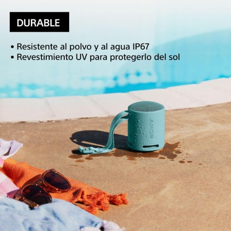 Sony Altavoz Bluetooth SRS-XB100, Ligero, Compacto, Altavoz Resistente al Agua y al Polvo IP67, hasta 16 h de batería, Correa
