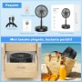 Ventilador de pie portátil con control remoto, ventiladores de pedestal plegables de 7.5 pulgadas, batería recargable de 7200