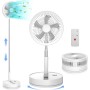 Ventilador de pie portátil con control remoto, ventiladores de pedestal plegables de 7.5 pulgadas, batería recargable de 7200