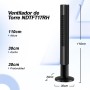 Vidacharmy Ventilador de Torre 110cm Altura, para Espacios Grandes, Ultra Silencioso 26dB, Turbo 7.8 m/s, 4 modos, Oscilación