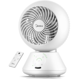 MIDEA Ventilador de Mesa Silencioso de 5 Velocidades con Control Remoto - Ventilador Pequeño con Oscilación 120º + 105º -