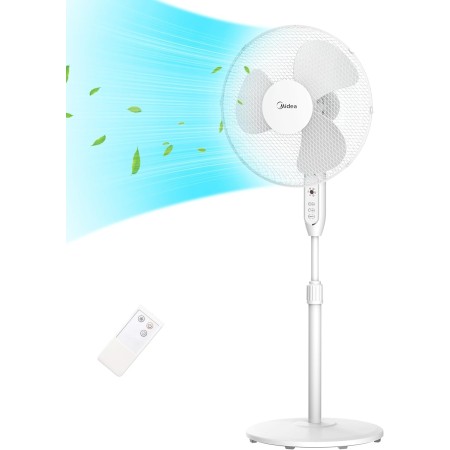 MIDEA Ventilador de Mesa Silencioso de 5 Velocidades con Control Remoto - Ventilador Pequeño con Oscilación 120º + 105º -
