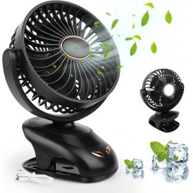 KEWUZY Ventilador de Mesa, 3 en 1 Ventilador Silencioso, Ventilador Portatil, Ventilador USB Recargable, con Pantalla LED, Luz