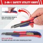 WORKPRO 3-Piezas Cúter de Cuchillas Profesional de 9mm, 2-en-1 Cutter con 10 SK5 Hojas de Recambio, Guía de Acero Inoxidable,