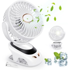 KEWUZY Ventilador de Mesa, 3 en 1 Ventilador Silencioso, Ventilador Portatil, Ventilador USB Recargable, con Pantalla LED, Luz