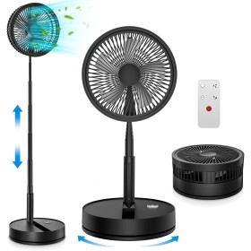 Oscilante Ventilador de Pie Portatil Silencioso con Remoto, 9" Plegable 7200mAh Bateria Recargable USB C Ventiladores, Altura