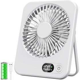 ITJMRJP Ventilador de Mesa Silencioso Pequeño Ventilador Portatil Mini USB 2500mAh Bateria Recargable 5 Velocidades Pantalla LED