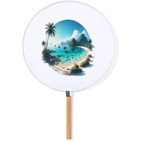 ABANICO ESTILO PAI PAI playa paradisiaca mar oceano agua arena palmeras moda primavera verano elegante