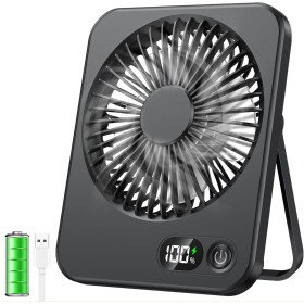 ITJMRJP Ventilador de Mesa Silencioso Pequeño Ventilador Portatil Mini USB 2500mAh Bateria Recargable 5 Velocidades Pantalla LED