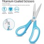 KUONIIY Tijeras, Hoja Recubierta de Titanio Súper Afilada, Conjunto de 2 Tijeras Multiusos con Mango Suave y Cómodo, 20,3 cm,