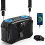 XTTANK Ventilador Camping de Cintura con Batería 20000mAh, Doble Ventilación, 5 Velocidades, Funda de Silicona, Acero al