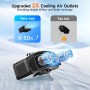 XTTANK Ventilador Camping de Cintura con Batería 20000mAh, Doble Ventilación, 5 Velocidades, Funda de Silicona, Acero al