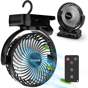 Simpeak Ventilador USB, Recargable 10000 mAh Potente Ventiladores Pequeño de Mesa Dura 70 Horas con LED 3 Velocidades silenciosa