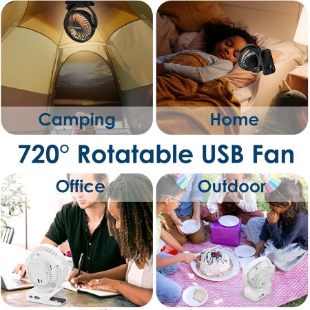 Simpeak Ventilador USB, Recargable 10000 mAh Potente Ventiladores Pequeño de Mesa Dura 70 Horas con LED 3 Velocidades silenciosa