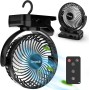 Simpeak Ventilador USB, Recargable 10000 mAh Potente Ventiladores Pequeño de Mesa Dura 70 Horas con LED 3 Velocidades silenciosa