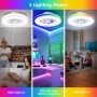koueers Ventilador de Techo con Luz, Silencioso 30W, Ventiladores de Techo RGB LED 3600LM 3000K-4000K-6500K, DC 20W Ventilador