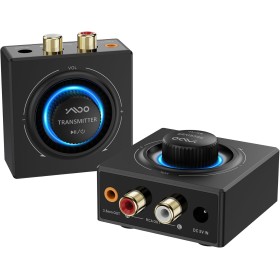 YMOO Transmisor y Receptor Audio Inalámbrico，2.4GHz, portée 200 Pieds, Latence 25ms, Audio HiFi 48kHz, Double entrée/Sortie