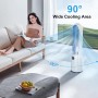 YAZEKY Ventilador de Torre sin Aspas, Ventilador Silencioso de 24 Velocidades, Temporizador 12H, Oscilación de 90°, Pantalla LED