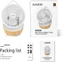 4UMOR Ventilador de Sobremesa Silencioso 20db, Motor DC 21W, Turbo 12 Velocidades, 3D Circuldción de Aire, Oscilante 70°/85°,