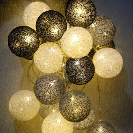 Ciskotu Luces de Bola de Algodón, 20 Cadena de Luces de Algodón LED Decoración Romántica para Bodas Fiestas Jardines Navidad
