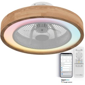 UNIVERSALBLUE Ventilador de Techo con Luz LED Multicolor y WIFI | Ventilador sin Aspas con Luz Regulable | Acabado en Madera |