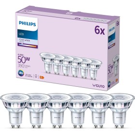 Philips - Bombilla tipo foco 4.6W (Eq. 50W) 390 lúmenes, casquillo GU10, Luz Blanca fría (4000k) - Pack 6 Bombillas