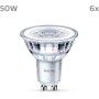 Philips - Bombilla tipo foco 4.6W (Eq. 50W) 390 lúmenes, casquillo GU10, Luz Blanca fría (4000k) - Pack 6 Bombillas