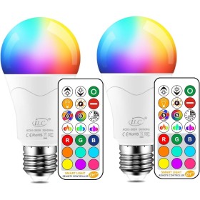 iLC Bombillas Colores RGBW 85W Equivalente LED Bombilla Regulable Cambio de Color Edison 12W E27 - RGB Control remoto Incluido